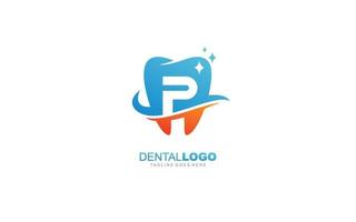 p logo dentista para empresa de marca. ilustración de vector de plantilla de carta para su marca.