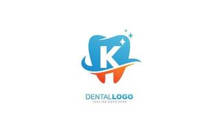 k logo dentista para empresa de marca. ilustración de vector de plantilla de carta para su marca.