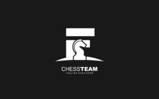 F logo CHESS for branding company. HORSE template vector illustration for your brand.