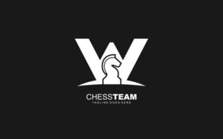 W logo CHESS for branding company. HORSE template vector illustration for your brand.