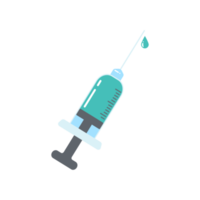 Cartoon set of syringes containing vaccines against virus. png