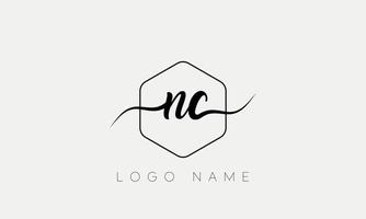 escritura a mano carta nc logo pro archivo vectorial vector