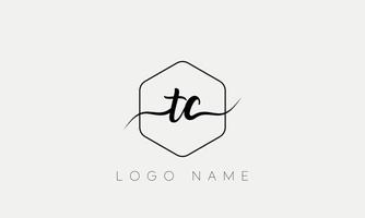 escritura a mano carta tc logo pro archivo vectorial vector