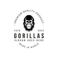 Gorilla Vintage logo icon symbol black and white vintage template for labels, emblems, badges or design template vector