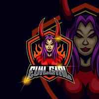 Evil Girl  Esport logo design template vector