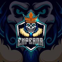 Emperor Skull Game E-Sport logo design template vector