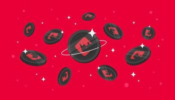 BinaryX coins falling from the sky. BNX cryptocurrency concept banner background. vector
