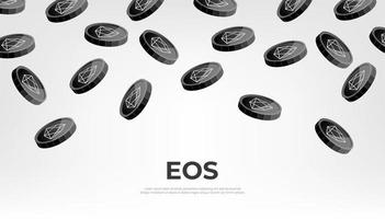 EOS coin falling from the sky. EOS cryptocurrency concept banner background. vector