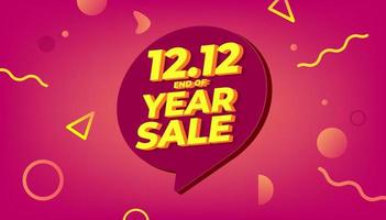12.12 banner de venta de fin de año. evento de gran venta sobre fondo rojo. redes sociales, compras en línea. vector