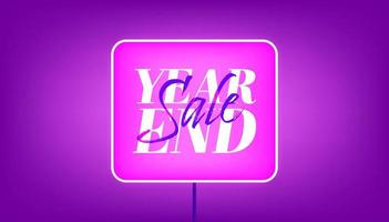Year end sale typographic on purple lightbox. Special offer end of year sale banner template. vector