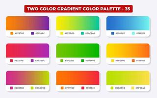 Gradient color palette with color codes in RGB or HEX, Catalog, Trendy colors, Gradient swatches set vector illustration, Color guides