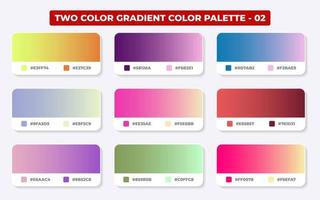 Gradient color palette with color codes in RGB or HEX, Catalog, Trendy colors, Gradient swatches set vector illustration, Color guides