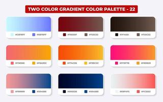 Gradient color palette with color codes in RGB or HEX, Catalog, Trendy colors, Gradient swatches set vector illustration, Color guides