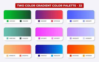 Gradient color palette with color codes in RGB or HEX, Catalog, Trendy colors, Gradient swatches set vector illustration, Color guides