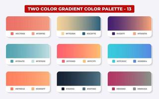 Gradient color palette with color codes in RGB or HEX, Catalog, Trendy colors, Gradient swatches set vector illustration, Color guides