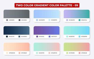 Gradient color palette with color codes in RGB or HEX, Catalog, Trendy colors, Gradient swatches set vector illustration, Color guides