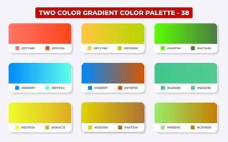 Gradient color palette with color codes in RGB or HEX, Catalog, Trendy colors, Gradient swatches set vector illustration, Color guides