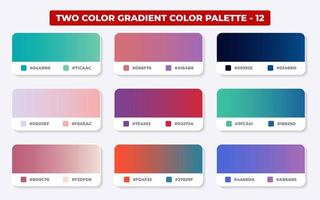 Gradient color palette with color codes in RGB or HEX, Catalog, Trendy colors, Gradient swatches set vector illustration, Color guides