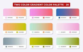 Gradient color palette with color codes in RGB or HEX, Catalog, Trendy colors, Gradient swatches set vector illustration, Color guides