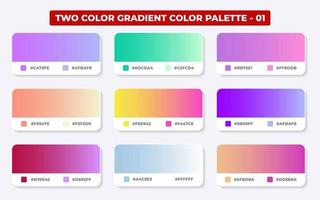 Gradient color palette with color codes in RGB or HEX, Catalog, Trendy colors, Gradient swatches set vector illustration, Color guides