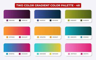 Gradient color palette with color codes in RGB or HEX, Catalog, Trendy colors, Gradient swatches set vector illustration, Color guides