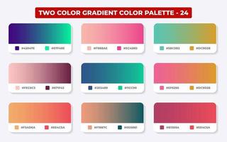 Gradient color palette with color codes in RGB or HEX, Catalog, Trendy colors, Gradient swatches set vector illustration, Color guides