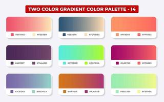 Gradient color palette with color codes in RGB or HEX, Catalog, Trendy colors, Gradient swatches set vector illustration, Color guides