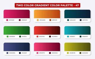 Gradient color palette with color codes in RGB or HEX, Catalog, Trendy colors, Gradient swatches set vector illustration, Color guides