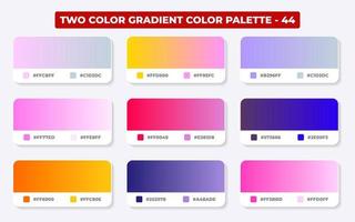 Gradient color palette with color codes in RGB or HEX, Catalog, Trendy colors, Gradient swatches set vector illustration, Color guides