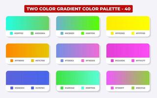 paleta de colores degradados con códigos de color en rgb o hexadecimal, catálogo, colores de moda, muestras de degradado configuradas ilustración vectorial, guías de colores vector