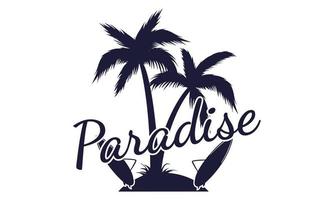 paraíso de surf vector e ilustración diseño de camisetas coloridas. diseño de camisetas vectoriales de surf en el paraíso.