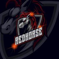 plantilla de diseño de logotipo de esport de caballos rojos vector