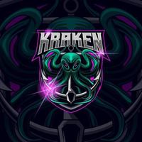 Kraken Esport logo design template vector