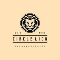 Lion Head Vector with circle vintage style Logo Template