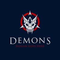 Demon Skull vector design. For mascot logo design in vintage style, mascot logo template.