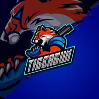 plantilla de diseño de logotipo de esport de pistola de tigre vector