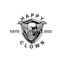 Clown head black and white vintage template for labels, emblems, badges or logo design template vector