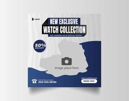 Watch sale social media post template vector