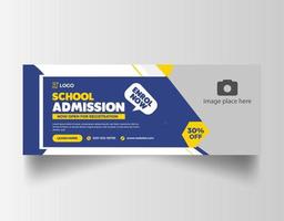 school admission social media facebook cover template vector