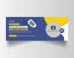 school admission social media facebook cover template vector