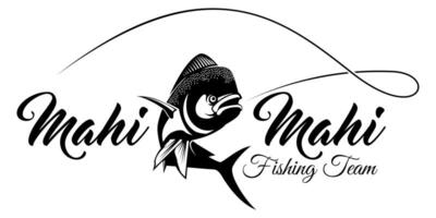 Mahi mahi fish fishing logo isolated background. modern vintage rustic logo design. great to use as your any fishing company logo and brand vector