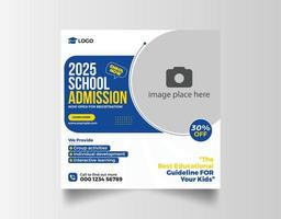 School admission social media post or web banner template vector