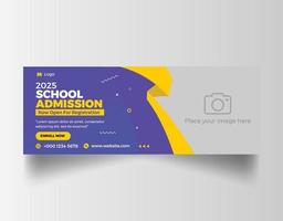 school admission social media facebook cover template vector