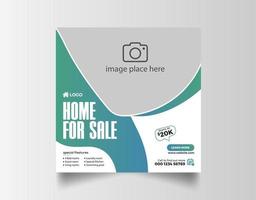 Real estate house for sale social media banner template vector
