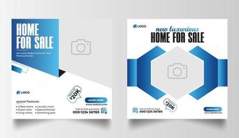 Real estate house for sale social media banner template vector