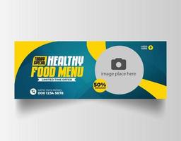 Food menu and restaurant facebook cover template vector