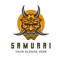 Samurai Ronin Face Mask Logo Icon Symbol Vintage Template vector