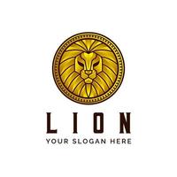 Lion Circle Gold logo Design Vector Mascot template