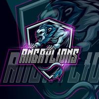 Angry Lion Esport logo design template vector