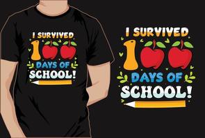 Basic100 days of school colorful t shirt design vector